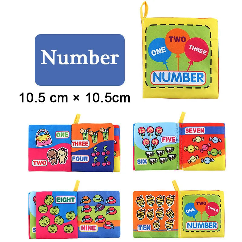 Baby Cloth Book – Intelligence Development Soft Learning and Reading Toy with Rattle for Infants 0–12 Months