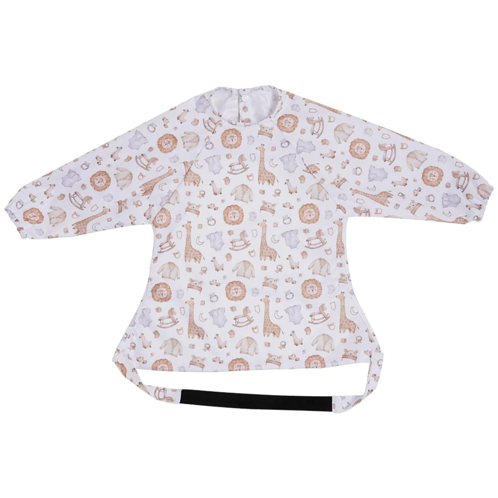HappyFlute Baby Feeding Bibs | Waterproof Polyester One-Piece Long Sleeve with Snap Button Design | Mess-Proof for Table Use - Kidzy Market