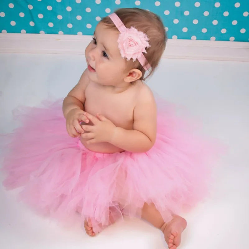 Baby Tutu Skirt Newborn Photography Prop – Cute Princess Infant Outfit with Flower Headband Accessories for Baby Girls Dress