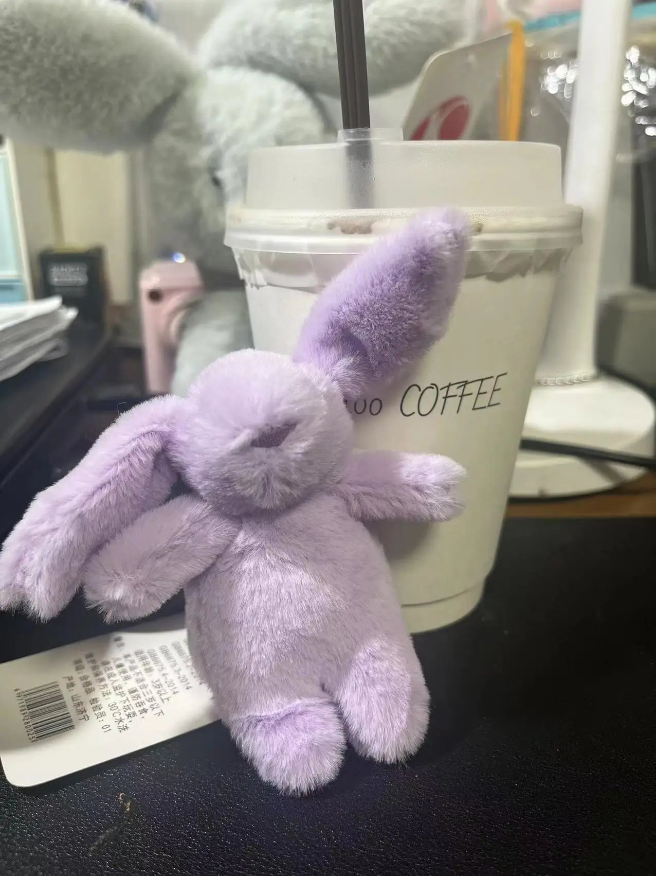 Cute Rabbit Stuffed Animal Keychain with Pompom – Cartoon Bag, Car, and Phone Pendant for Girls