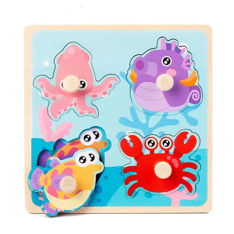 Montessori Wooden Puzzle Board – Animal Cognition Educational Toy for Kids 1-3 Years
