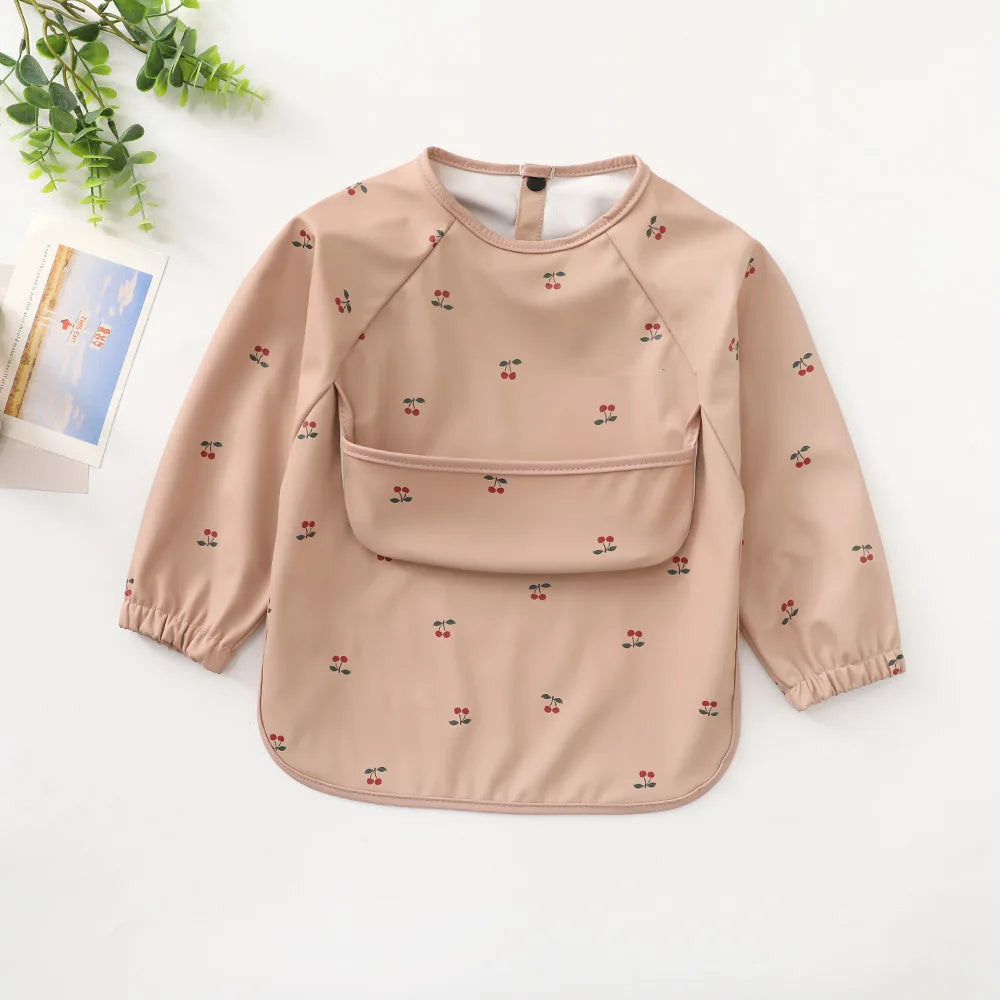 Waterproof Long-Sleeve Baby Bib with Pocket – Full-Cover Feeding Apron & Smock - Kidzy Market