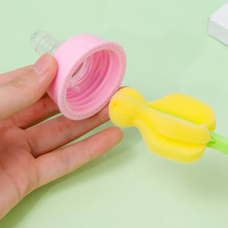 Sponge Nipple Cleaning Brush – Long Handle Baby Pacifier & Straw Scrubber, 360° Glass Cup & Kitchen Cleaning Tool