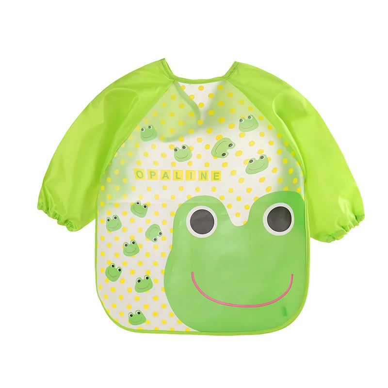 0-3 Years Baby EVA Waterproof Anti-Dirty Bib – Long Sleeve Strap Coat with Cute Cartoon Pattern, Dirt-Proof Soft Feeding Bib & Burp Cloth - Kidzy Market