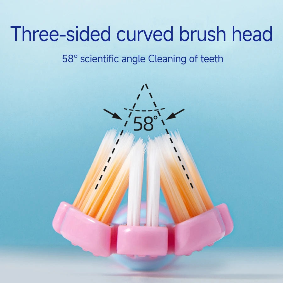 3D Stereo Three-Sided Toothbrush – Ultra-Fine Soft Bristles, Adult Toothbrush with Tongue Scraper for Deep Cleaning & Oral Care