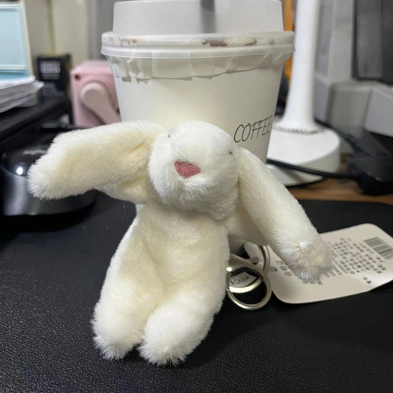 Cute Rabbit Stuffed Animal Keychain with Pompom – Cartoon Bag, Car, and Phone Pendant for Girls