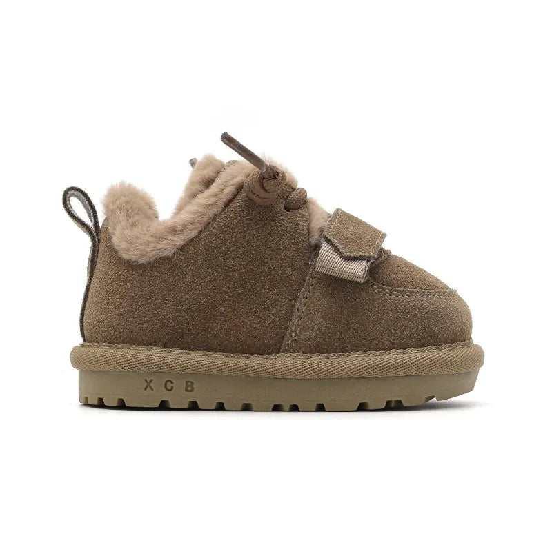 2023 New Winter Baby Snow Boots, Leather Warm Plush Boys Shoes, Soft Sole Non-slip Fashion Toddler Girls Boots