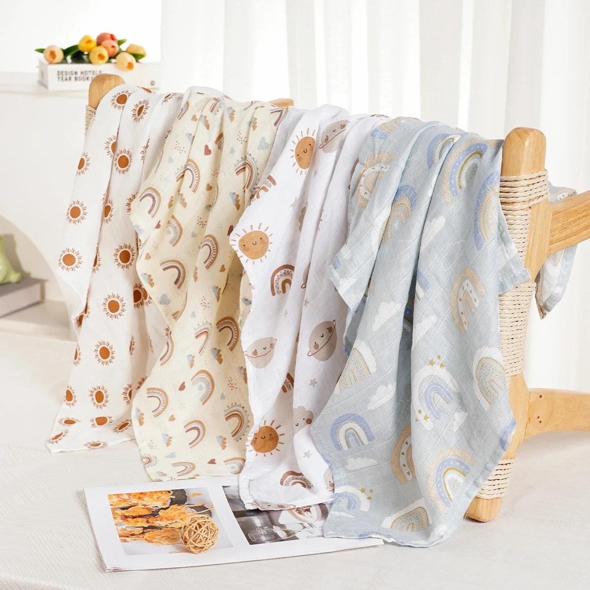Elinfant 4-Piece Set – Soft Muslin Baby Burp Cloths & Drool Bibs, 60x60cm Comfortable Baby Scarf Blanket - Kidzy Market