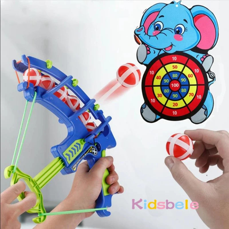Dinosaur Sticky Ball Bow & Dartboard Set – Elephant Target Educational Slingshot Arrow Toy for Kids Outdoor Games
