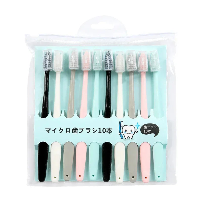 10Pcs Set Kids & Adults Soft Bristle Toothbrush, Cute Design Travel Training Dental Care Toothbrush