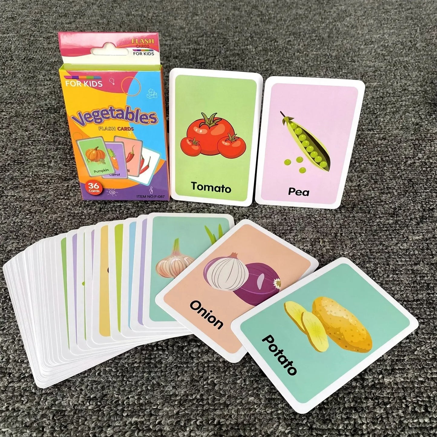 36pcs Children Cognition Cards - Body Parts, Animal, Fruits Double-Sided Flashcards, Montessori Early Educational Toys for Baby Kids Gifts