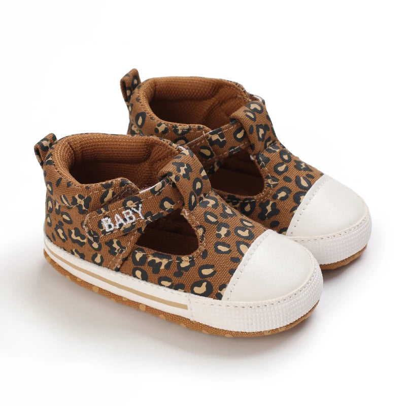 0-18M Newborn Baby Shoes – Cute Leopard Pattern Sports Sandals, Soft Sole Comfortable Walking Shoes for Girls