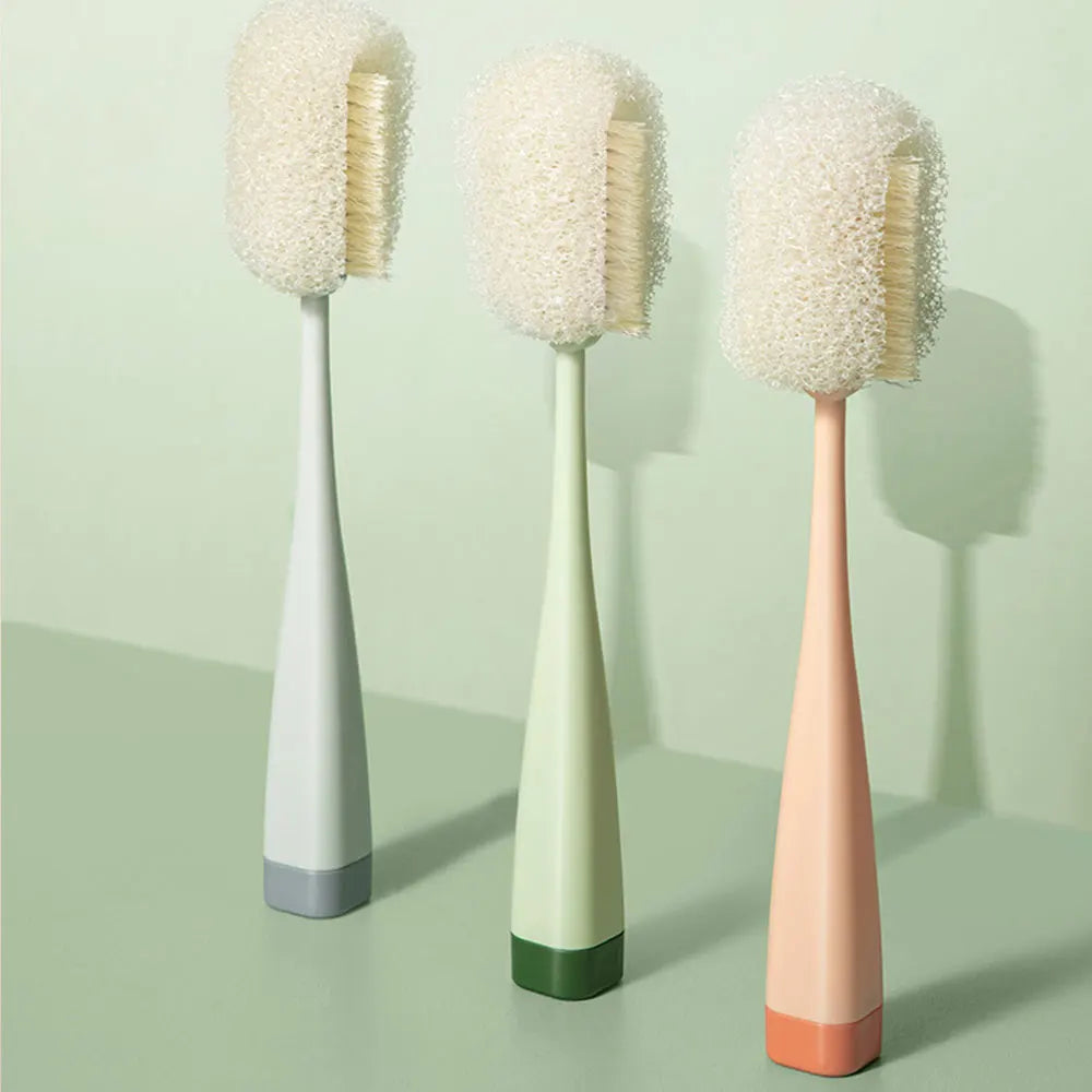 Long Handle Bottle Brush Cleaner, Removable Cup Scrubber, Sponge Washing Brush for Kitchen & Bottle Cleaning