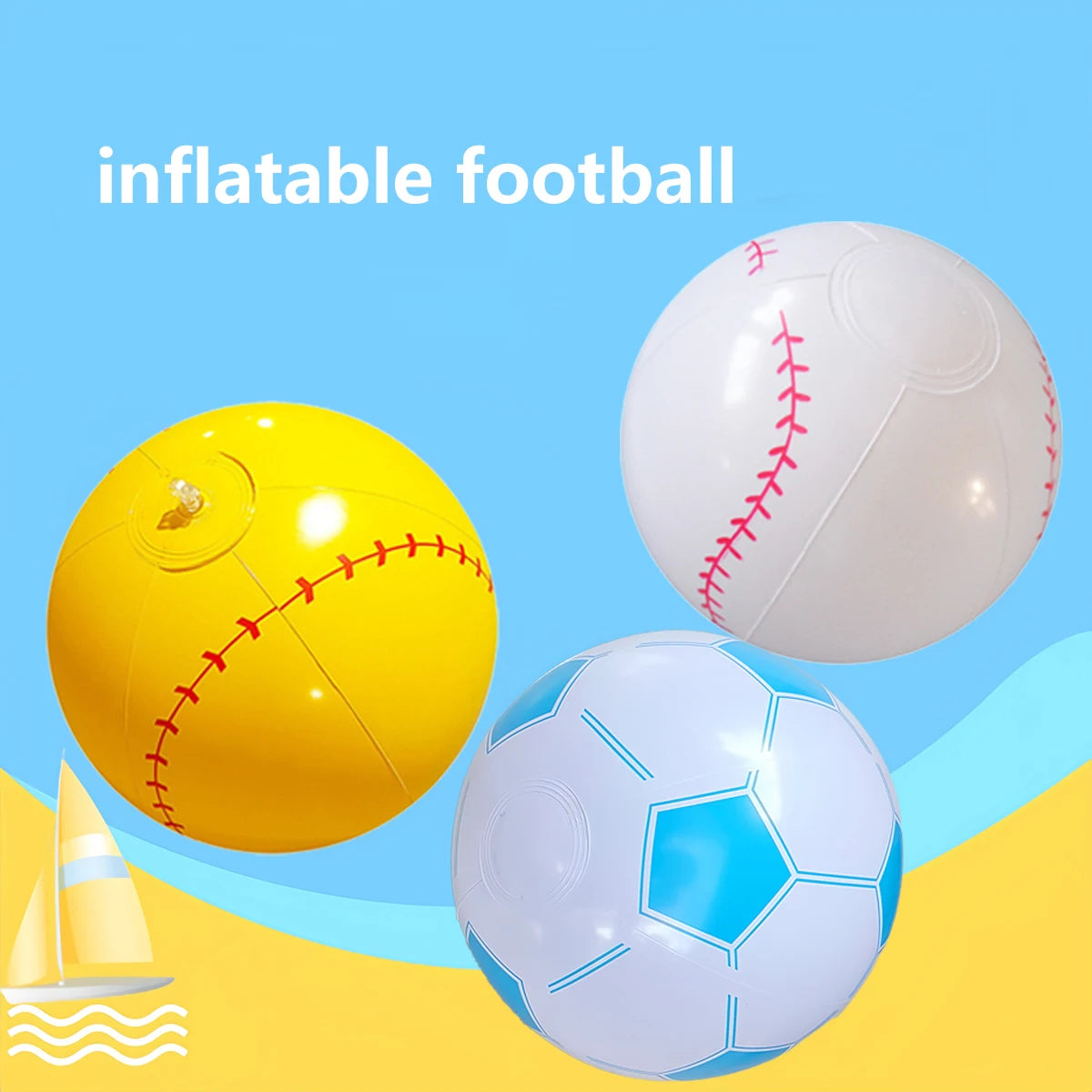 Thickened PVC Inflatable Football, Beach Ball, and Basketball for Water Pool Party Toys