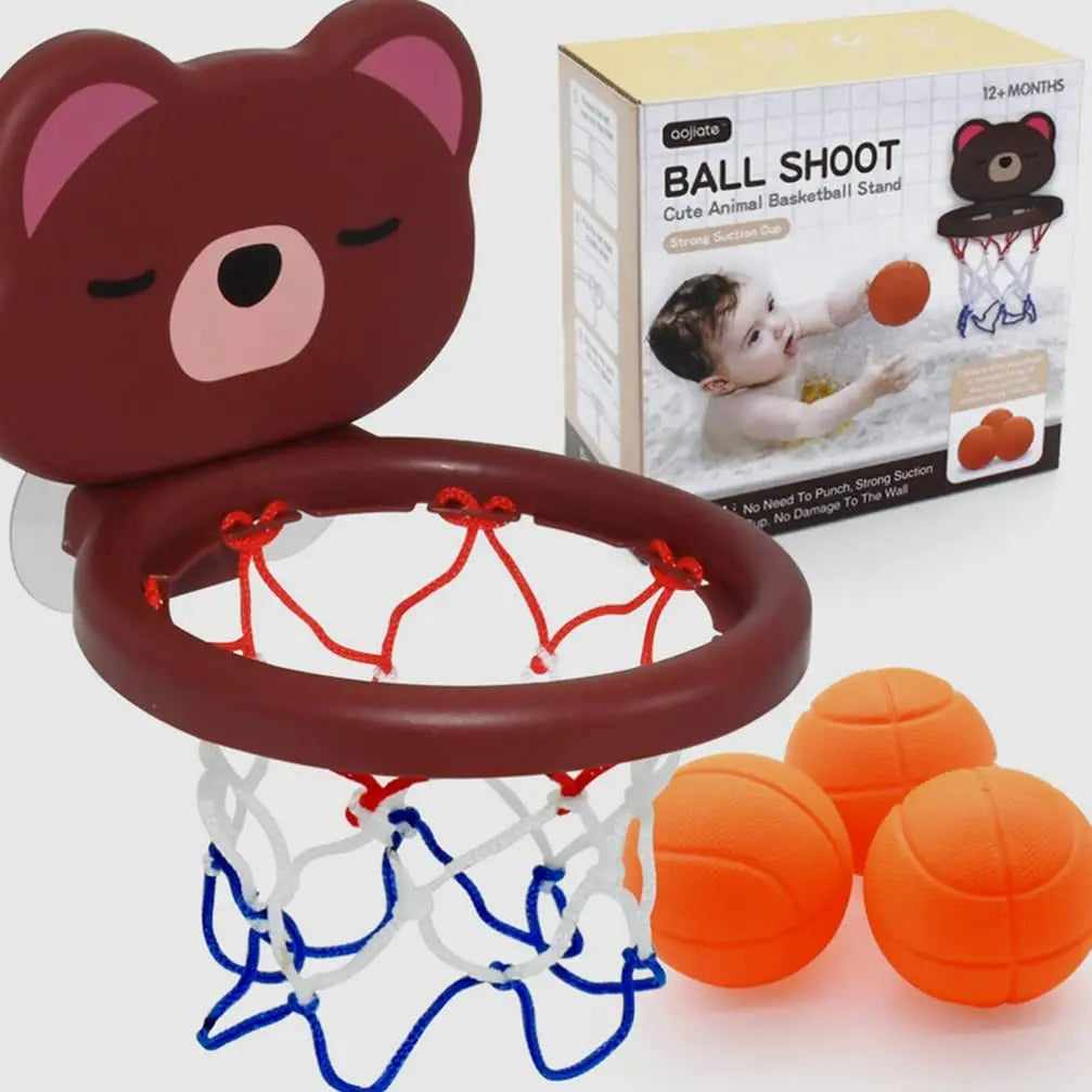 Children’s Mini Bear Basketball Set – Cute Bathroom & Pool Bath Toy, Shoot at the Basket Game