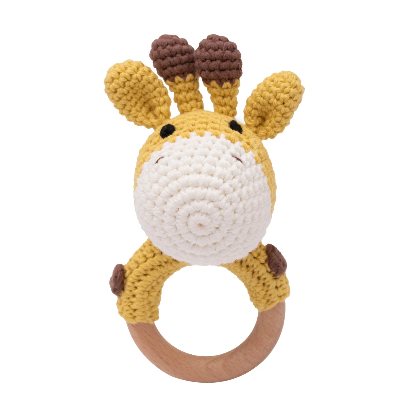 1pc Baby Teether Music Rattle - Animal Crochet Rattle, Elephant & Giraffe Wooden Ring, Babies Gym Montessori Children’s Toys