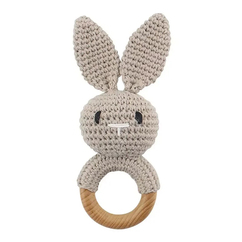 1pc Baby Teether Music Rattle - Animal Crochet Rattle, Elephant & Giraffe Wooden Ring, Babies Gym Montessori Children’s Toys