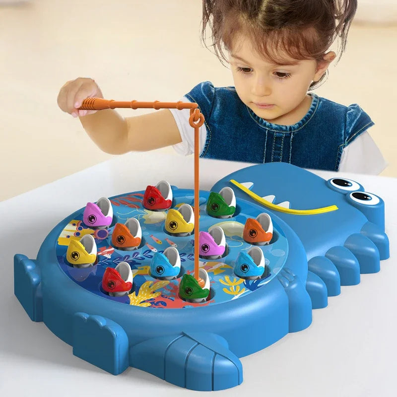 Dinosaur Magnetic Fishing Toys – Simple Play Rod Game, Montessori Educational Toy for Babies and Kids, Rotating Rod Gift