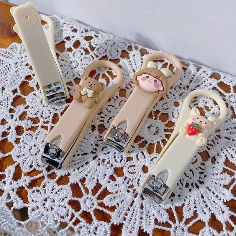 New Cute Cartoon Bear & Bunny Nail Clippers – Anti-Splash Nail Trimmer, Baby Nail Care Accessories, Manicure Tools