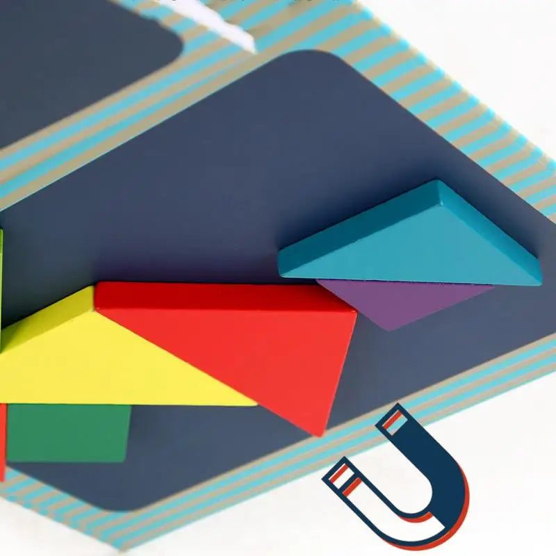 Wooden Magnetic Tangram Puzzle Book – Portable Montessori Educational Toy for Kids