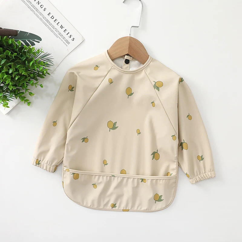 Kids Baby Feeding Bibs | Waterproof Long Sleeve Apron with Pocket, Toddler Burp Cloth for Boys & Girls, Anti-Dirty Art Smock Baby Stuff - Kidzy Market