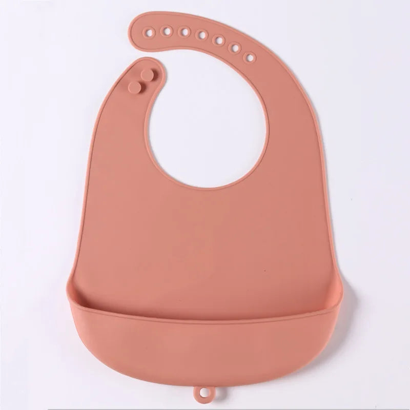 1-Piece Silicone Baby Bib – Waterproof Solid Feeding Bib for Toddlers, Boys & Girls, Saliva-Proof Lunch Apron - Kidzy Market