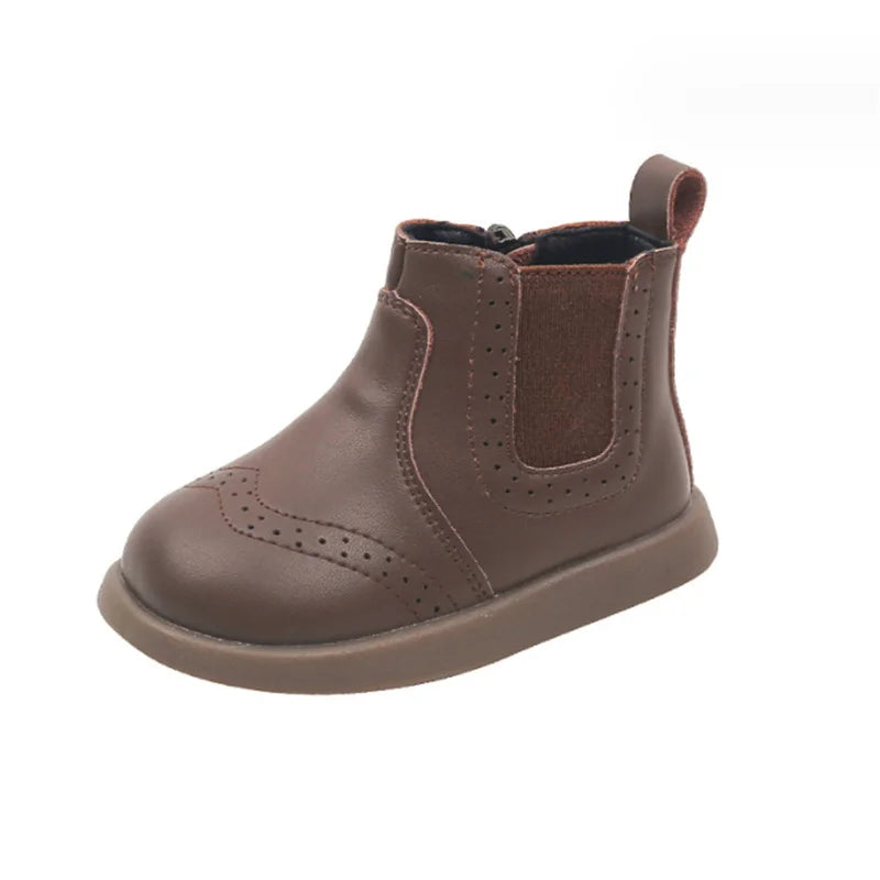 New Spring Autumn Baby Leather Ankle Boots Rubber Sole Toddler Shoes Little Girls Fashion Boots