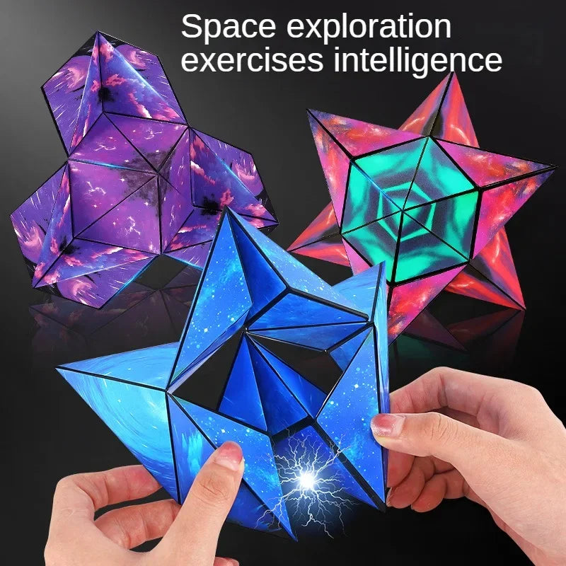 Variety Geometric Changeable Magnetic Magic Cube, Anti-Stress 3D Hand Flip Puzzle Cube, Kids Stress Reliever Fidget Toy