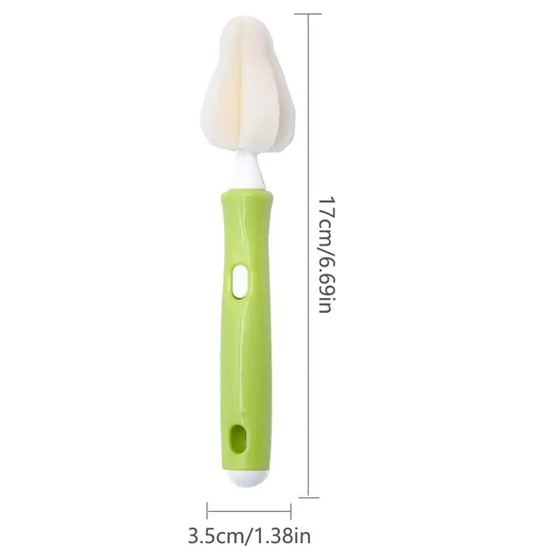 Sponge Brush Baby Nipple Milk Bottle Cup 360-Degree Cleaning Pacifier with 4 Replacement Sponge Heads for Special Cleaning