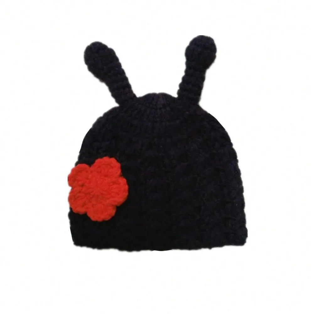 Newborn Photography Outfit Handmade Knitted Baby Beetle Ladybird Costume Romper for Kids Boy Girl Photo Props Clothing