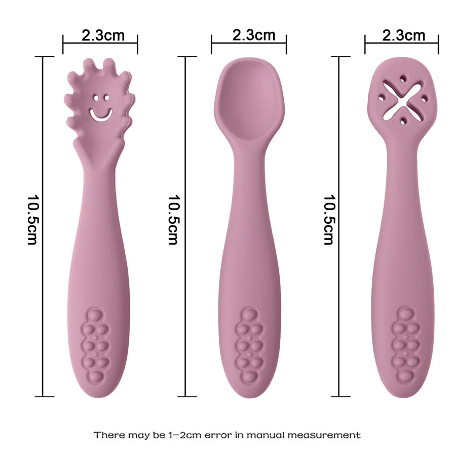 3PCS Cute Baby Learning Spoons Utensils Set – Newborn Feeding Spoon Set for Toddlers