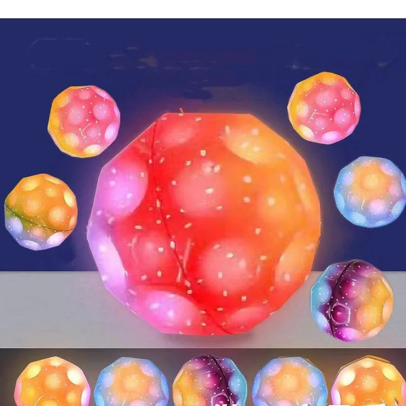 Glowing High Bouncing Ball with LED Light – Space Ball Fidget Toy for Kids, Outdoor Stress Relief Hole Ball