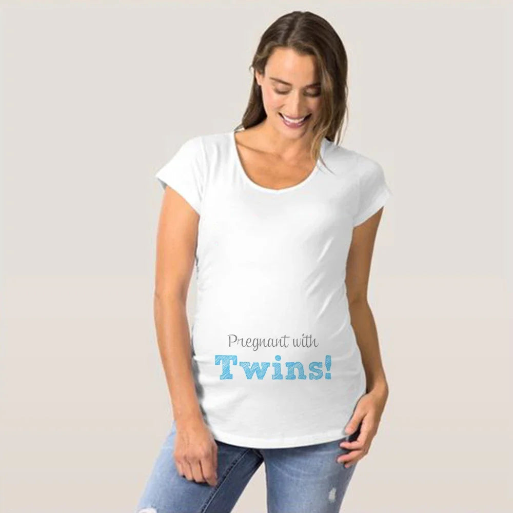 Baby Loading Pls Wait Pregnant Women T-shirt Funny Pregnancy Shirts for Moms Cute Pattern Maternity Shirt Short Sleeve Tops
