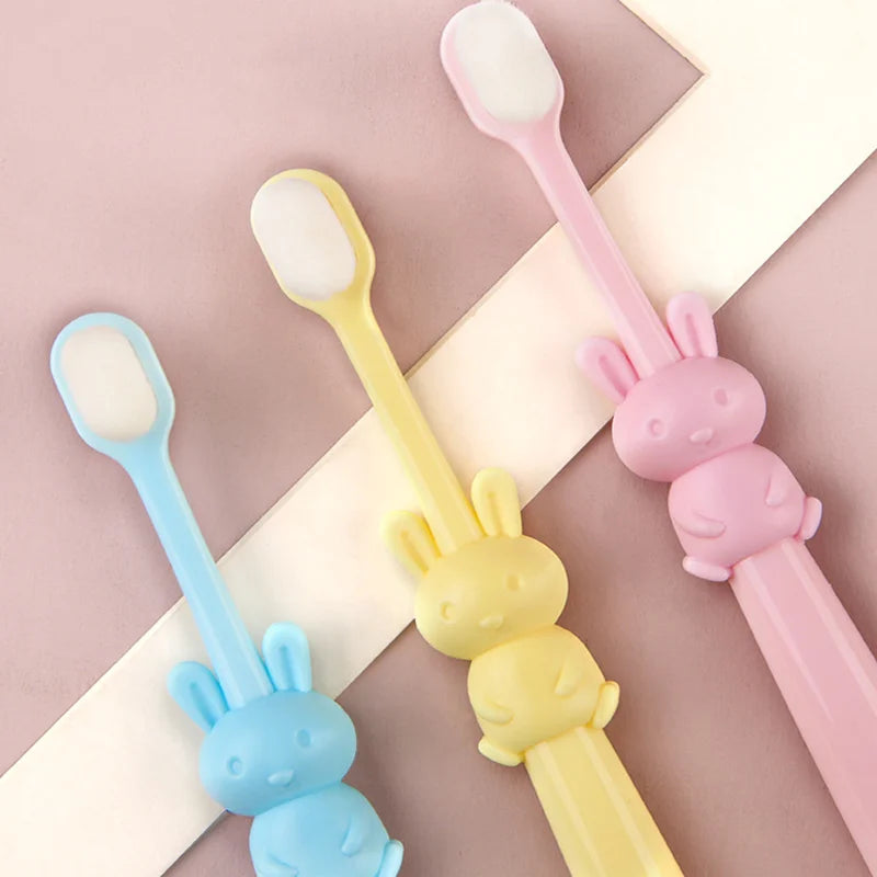 Children’s Toothbrush Oral Care Manual Toothbrush for Baby, Cartoon Rabbit Design, Oral Hygiene Gifts & Toys, 2 Styles