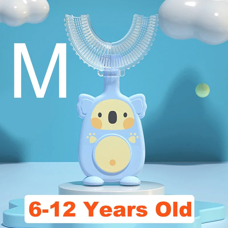Baby 360 Degree U-Shaped Toothbrush - Soft Silicone Cartoon Penguin Koala Children Oral Care