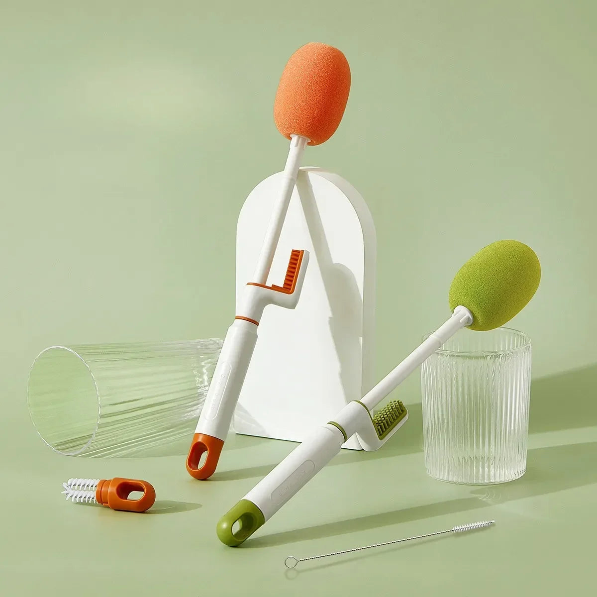 3 in 1 Multifunctional Bottle Brush Baby Pacifier Straw Small 360° Rotating Cup Kitchen Cleaning Tool Replaceable Sponge Head