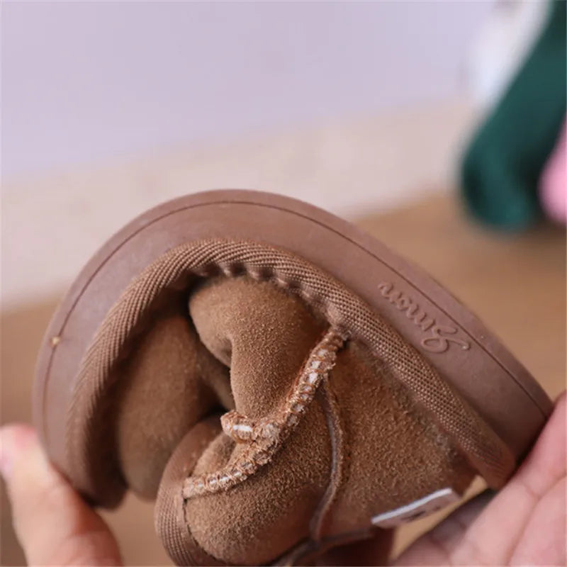 Winter Baby Snow Boots Warm Plush Leather Shoes Non-Slip Toddler Boots