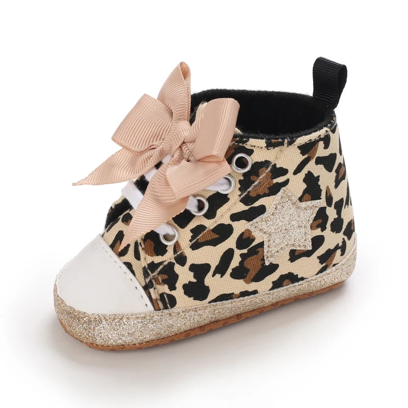 0-18M Newborn Baby Shoes – Cute Leopard Pattern Sports Sandals, Soft Sole Comfortable Walking Shoes for Girls