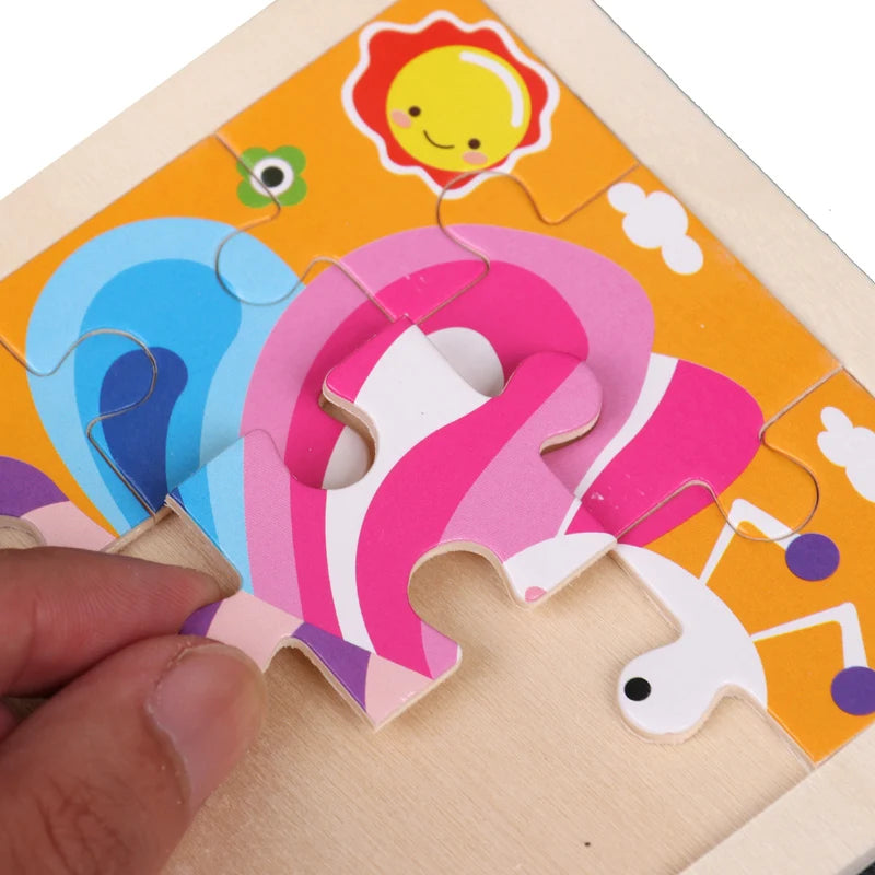 11x11cm (4.33x4.33in) Kids Wooden Puzzle – Cartoon Animal Traffic Tangram Educational Toy
