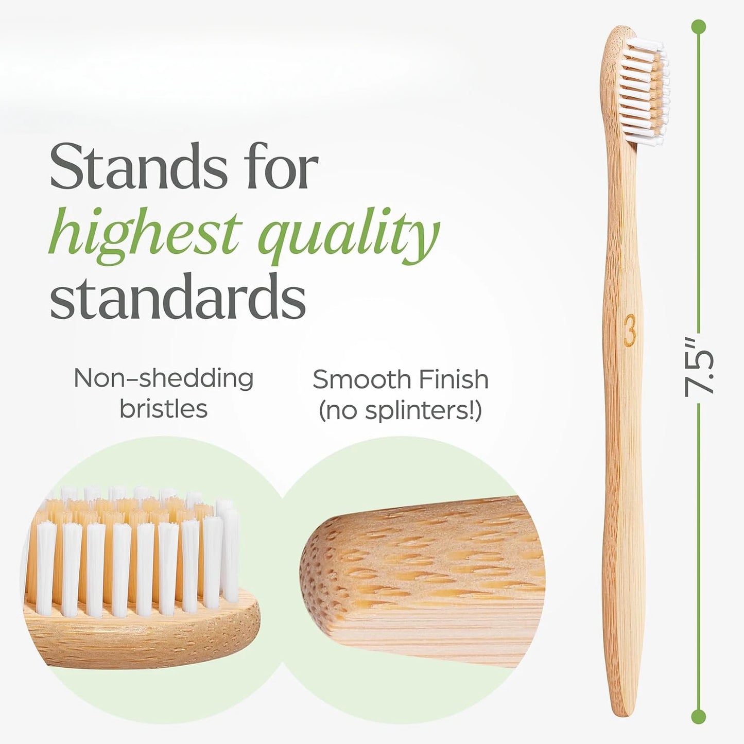 Biodegradable Bamboo Toothbrush 10 Packs, Environmentally Friendly Compostable Natural Wooden Toothbrush