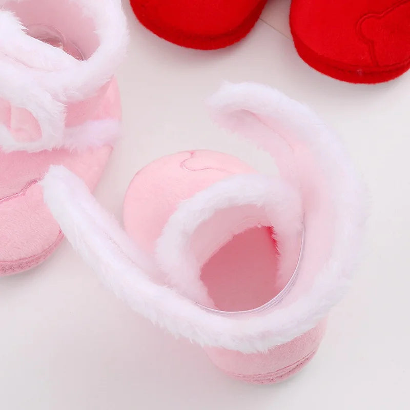 Winter Snow Baby Boots, Cute Bear Warm Fluff Balls, Indoor Soft Sole Infant Newborn Toddler Baby Shoes 0-18M