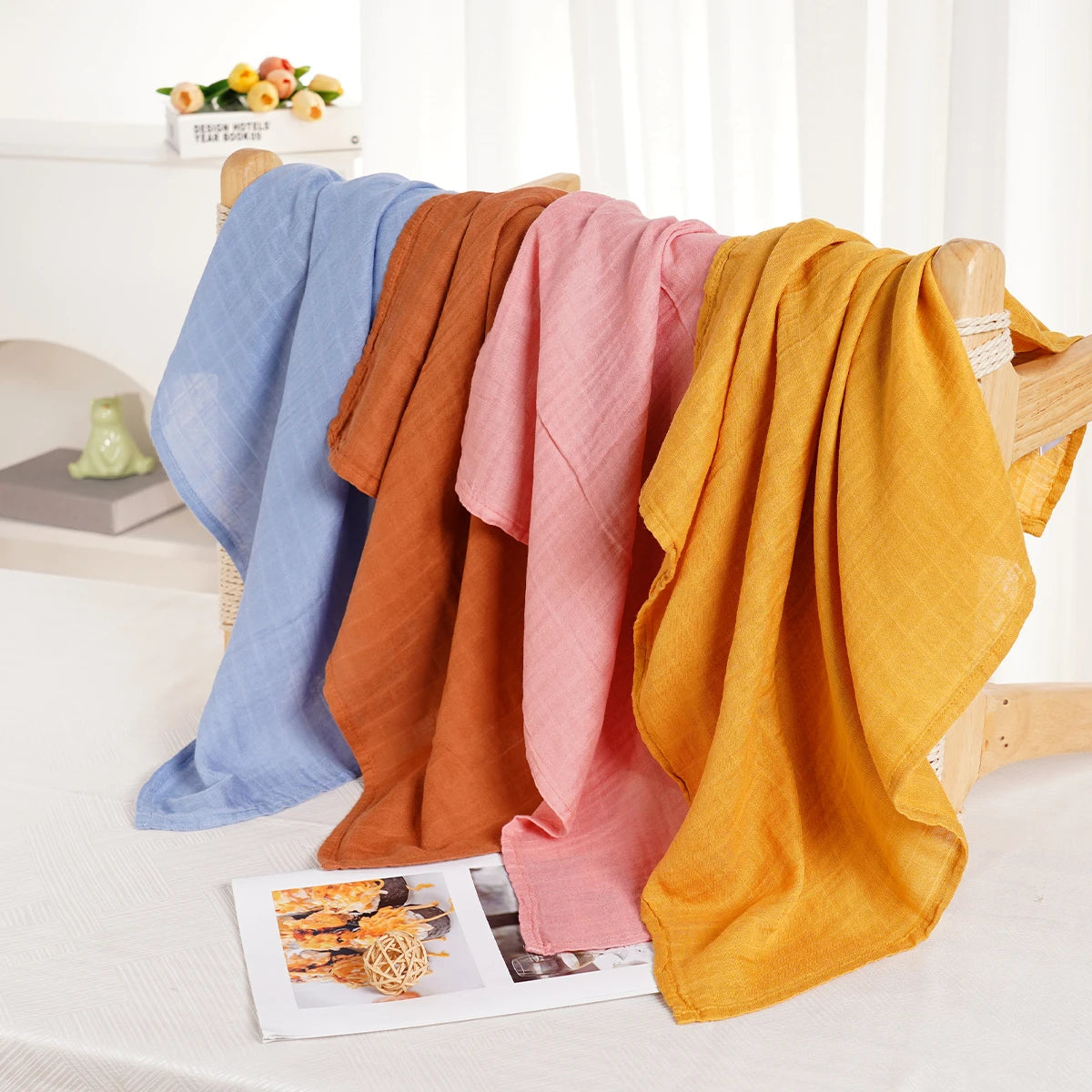 Elinfant 4-Piece Set – Soft Muslin Baby Burp Cloths & Drool Bibs, 60x60cm Comfortable Baby Scarf Blanket - Kidzy Market