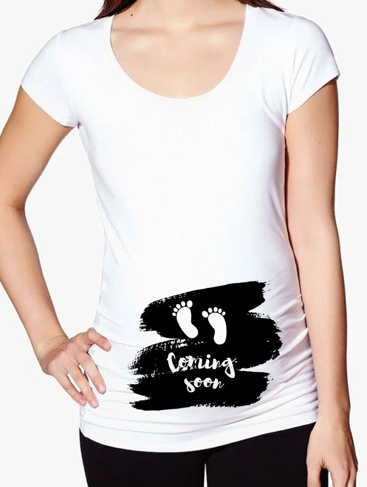 Women Pregnancy T-shirt It's A Girl Baby Print Pregnant Maternity T-shirts Funny Pregnant Women Summer Tees Tops