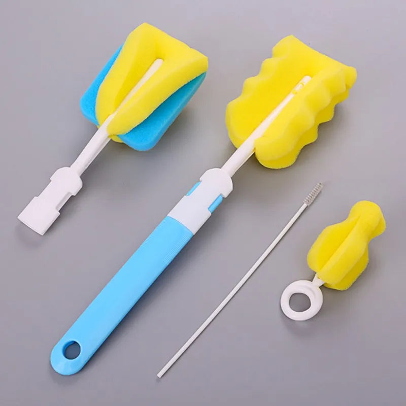 7-Piece Brush and Sponge Rotation Set for Cleaning Baby Pacifiers, Cups, and Nipples – Handheld Tools for Baby Feeding Bottle Cleaning