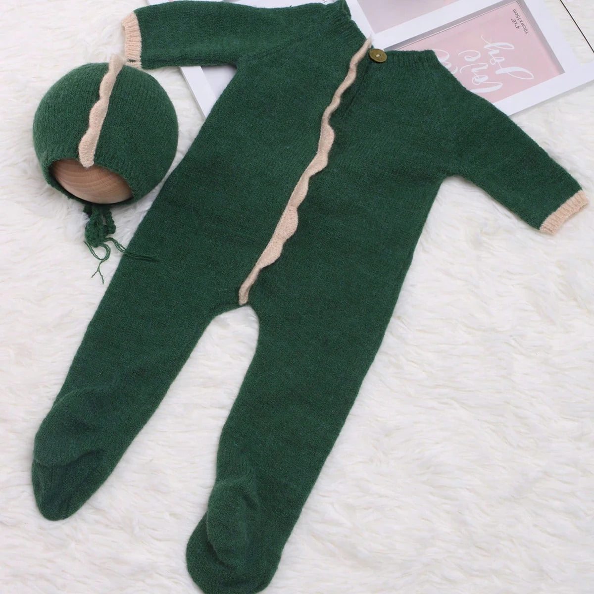 Ylsteed Knitted Newborn Dinosaur Outfit for Photo Shoot Baby Boy Photography Clothes Cute Animal Design Jumpsuit