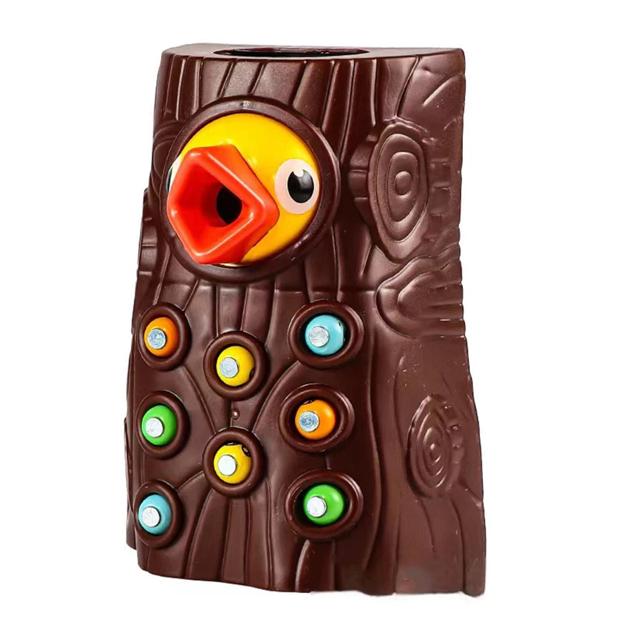 Montessori Educational Toys for Children – Woodpecker Catch Worms Magnetic Game, Toddler Development Busy Board Toy for Kids