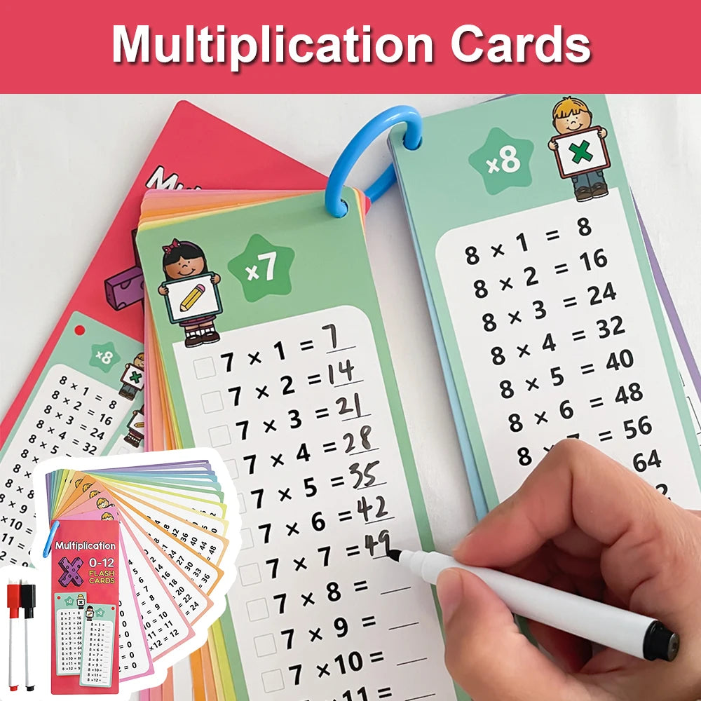 0-12 Multiplication Times Table Cards – Self-Check Math Learning Tool for Montessori and Teaching Aids