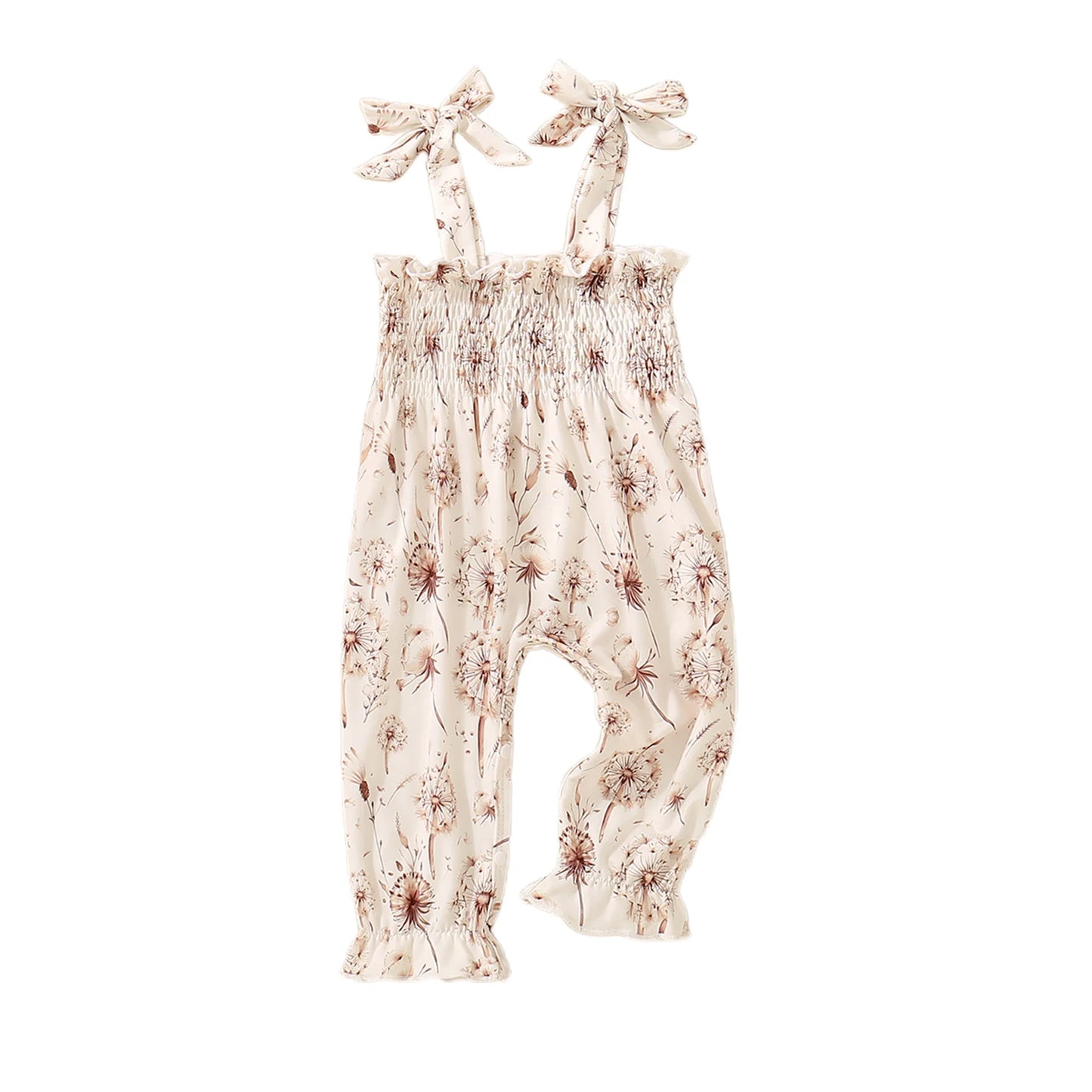 Baby Girl Floral Jumpsuit – Tie-Up Suspender Overalls Romper (Summer Outfit, 0-24 Months, 2024 New)