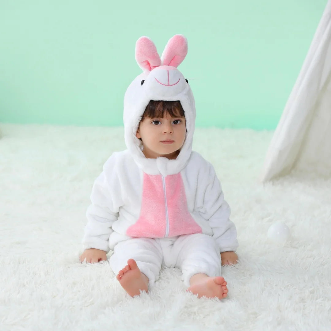 Baby Animal Kigurumi Romper – Unicorn, Panda, Rabbit Cartoon Jumpsuit (Newborn & Infant Cosplay Pajamas, 0-24 Months)
