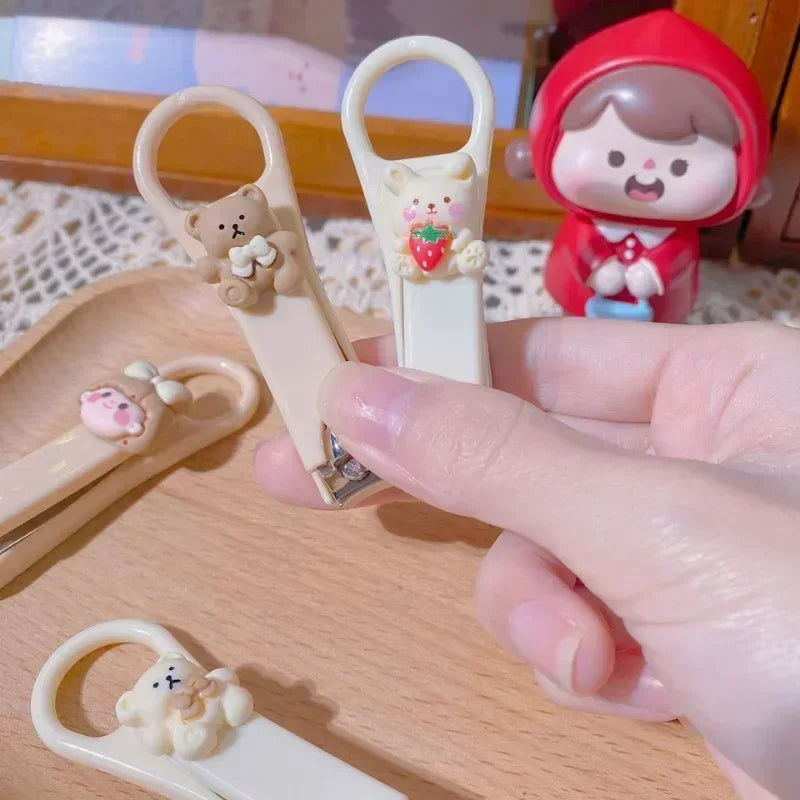 New Cute Cartoon Bear & Bunny Nail Clippers – Anti-Splash Nail Trimmer, Baby Nail Care Accessories, Manicure Tools